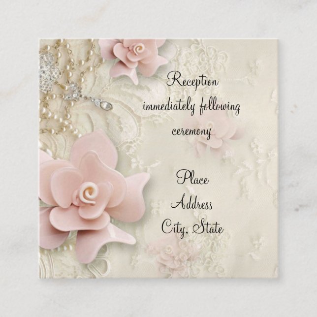 Soft Pink Roses Wedding Invitation Enclosure Card (Front)