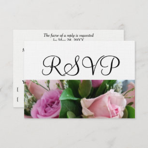 Soft Pink Roses White Wedding RSVP