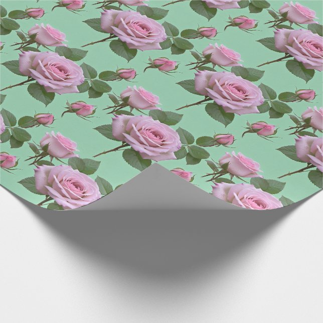 Soft Pink Roses With Subtle Lavender Highlights  Wrapping Paper (Corner)