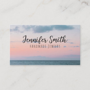 Soft Pink Seaside Landscape Nautical Business Card
