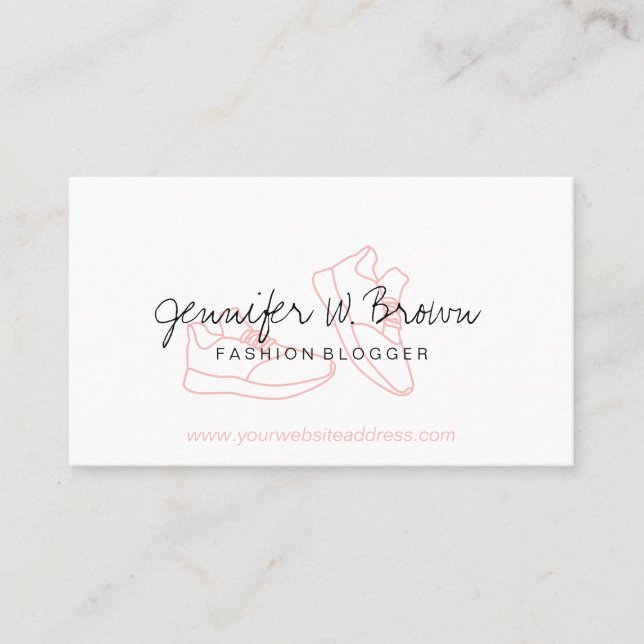 Soft Pink Shoes Sport Wear Fashion Blogger Business Card (Front)