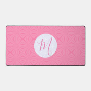 Soft Pink Squiggly Squares Personalised Initial Desk Mat