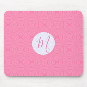 Soft Pink Squiggly Squares Personalised Initial Mouse Pad