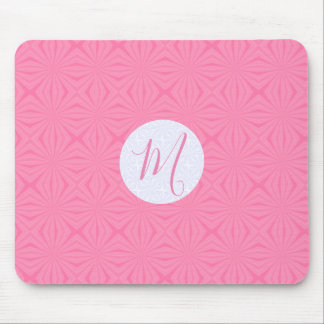Soft Pink Squiggly Squares Personalised Initial Mouse Pad