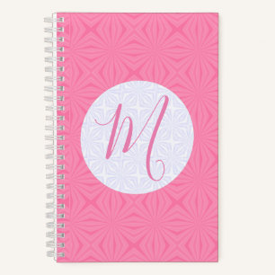 Soft Pink Squiggly Squares Personalised Initial Notebook