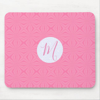 Soft Pink Squiggly Squares Personalized Initial Mouse Pad