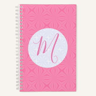 Soft Pink Squiggly Squares Personalized Initial  Notebook