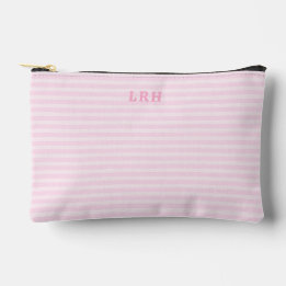 Soft Pink Stripe Vintage Tiny Initials Monogram Accessory Pouch