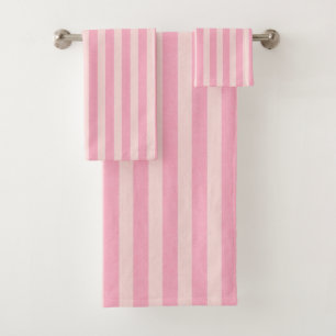 Soft Pink Striped Bath Towel Set