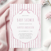 Soft Pink Stripes with Frame Girl Baby Shower