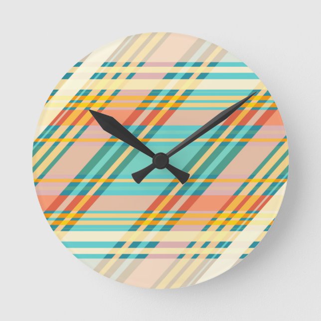 Soft Pink Teal Pastels Abstract Geometric Clock (Front)
