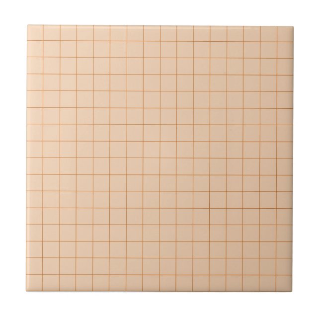 Soft Pink & Terracotta Chequered Retro Minimalist  Tile (Front)