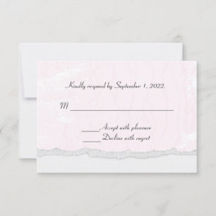 soft pink texture with torn edge border RSVP Card