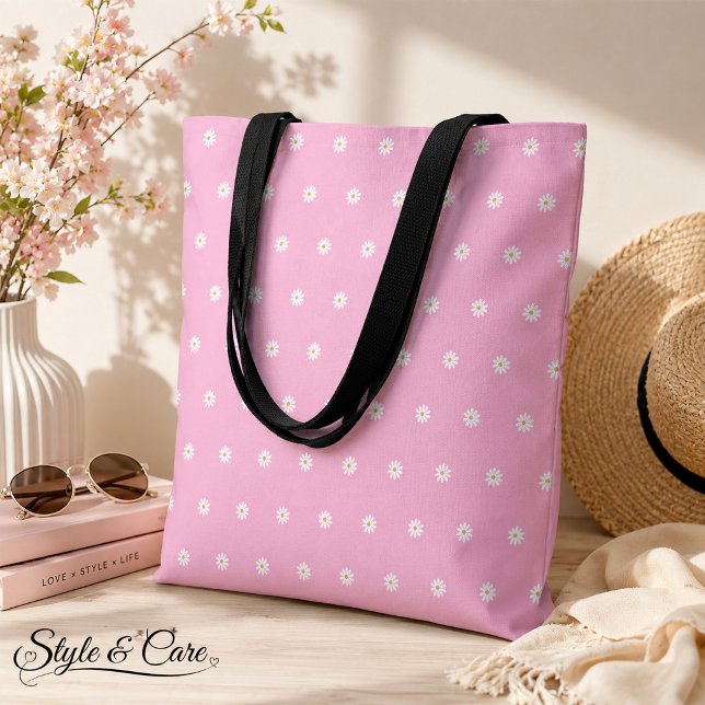 Soft Pink Tote Bag with Blooming Flower Pattern (Soft Pink Tote Bag with Blooming Flower Pattern)