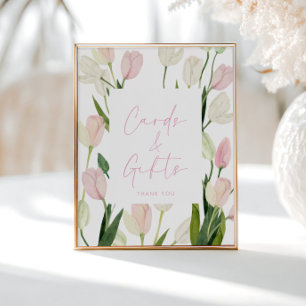 Soft Pink Tulip Bridal Shower Cards and Gifts Poster