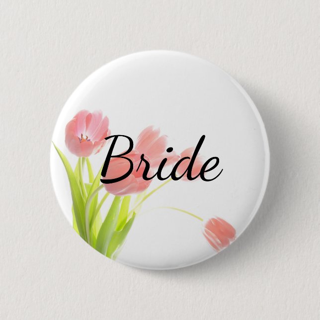 Soft Pink Tulips Bride 6 Cm Round Badge (Front)