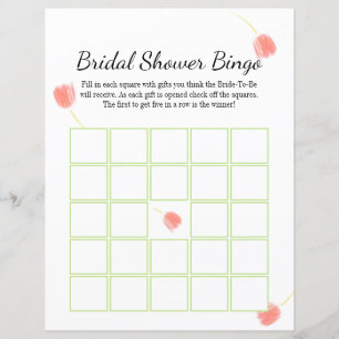 Soft Pink Tulips Elegant Bridal Bingo