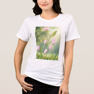 Soft Pink Tulips in Bloom Tri-Blend Shirt
