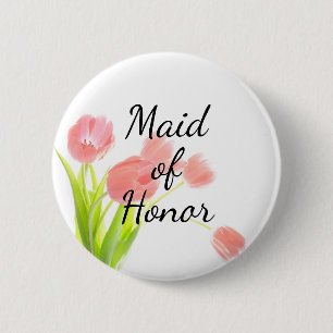 Soft Pink Tulips Made of Honour 6 Cm Round Badge