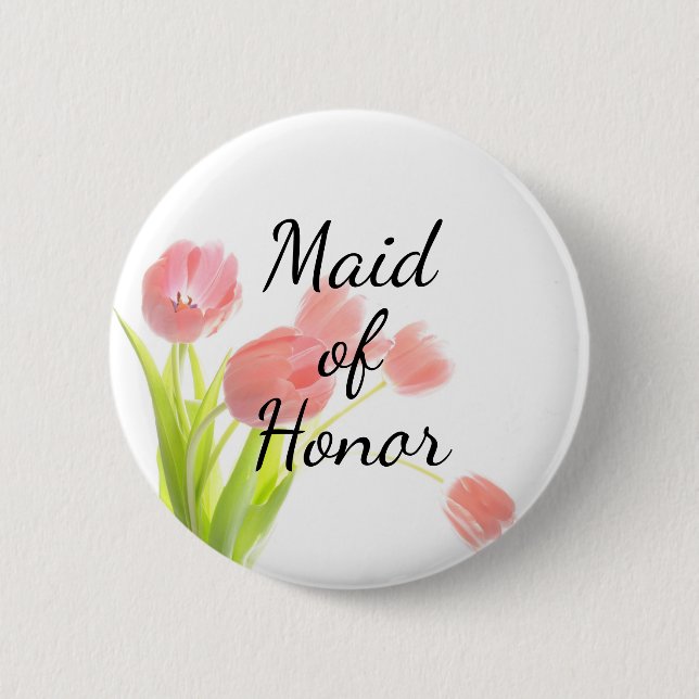 Soft Pink Tulips Made of Honour 6 Cm Round Badge (Front)