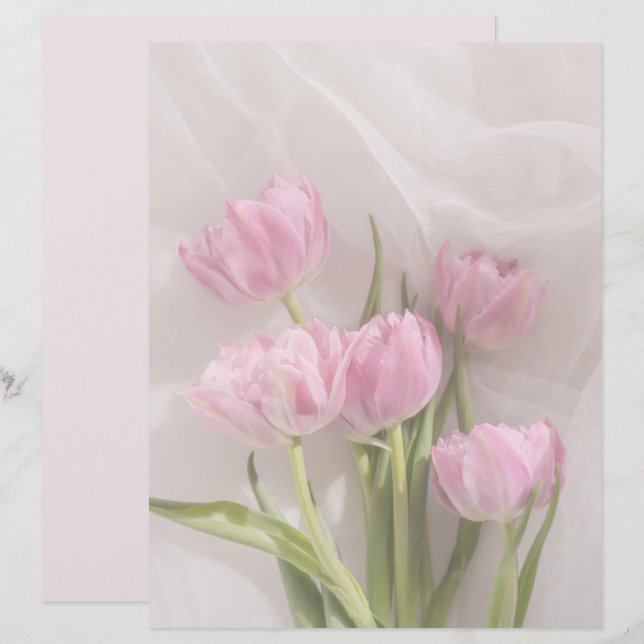 Soft pink tulips scrapbook paper (Front/Back)