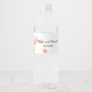 Soft Pink Tulips Water Bottle Label