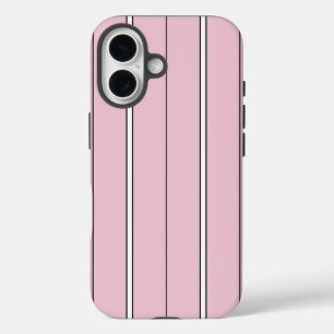 Soft Pink Vertical Stripe Pattern Minimal iPhone 16 Case