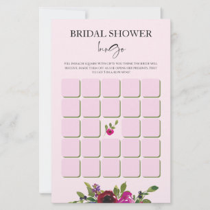 Soft Pink Watercolor Floral Bridal Shower Bingo