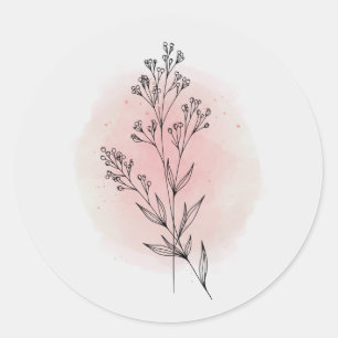 Soft Pink Watercolor Floral Decor Stickers