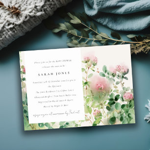 Soft Pink Watercolor Floral Garden Baby Shower Invitation