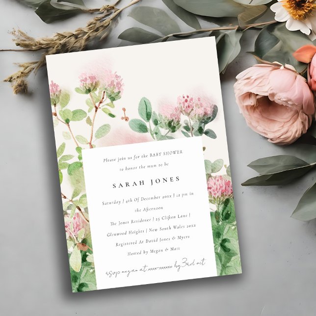 Soft Pink Watercolor Floral Garden Baby Shower Invitation (Creator Uploaded)