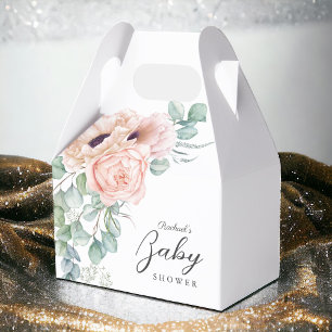 Soft Pink Watercolor Floral Girl Baby Shower Favour Box