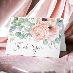 Soft Pink Watercolor Floral Thank You