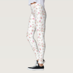 Soft Pink Watercolor Flower Leggings
