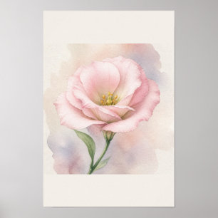 Soft Pink Watercolor Flower Minimalist Wall Art