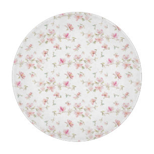 Soft Pink Watercolor Flower Pattern Cutting Board