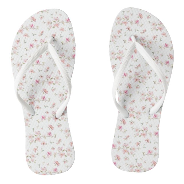 Soft Pink Watercolor Flower Pattern Jandals (Footbed)