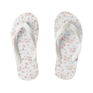 Soft Pink Watercolor Flower Pattern Kid's Jandals