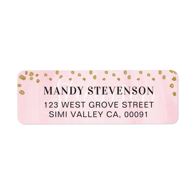 Soft Pink Watercolor & Gold Polka Dot Confetti (Front)