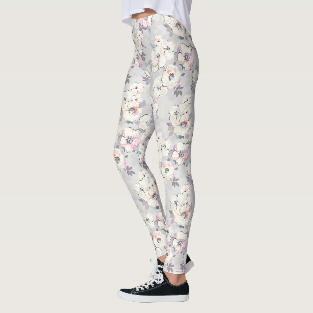 Soft Pink Watercolor Pattern Leggings (Left)