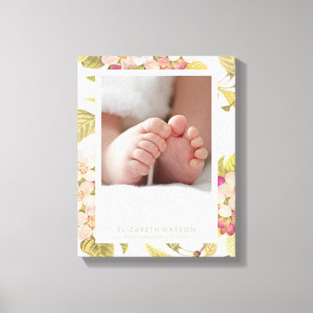 Soft Pink & White Floral Frame Canvas Print (Front)