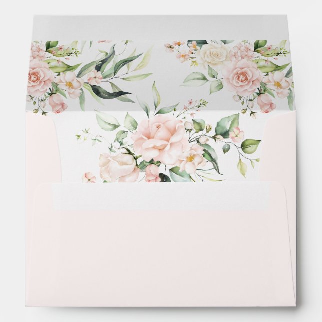 Soft Pink & White Luxury Elegant Roses w/ address Envelope (Back (Bottom))