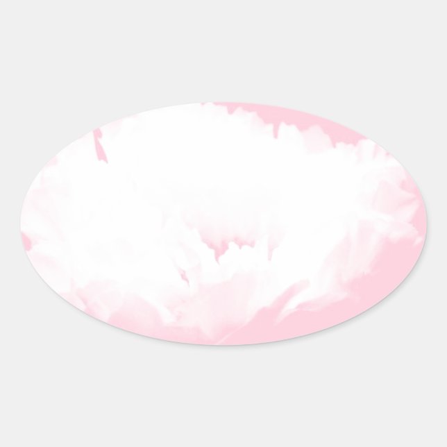 Soft Pink White Peony - Floral Oval Sticker (Front)