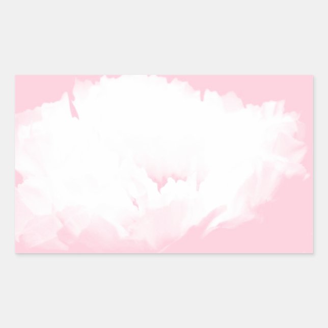 Soft Pink White Peony Floral Rectangular Sticker (Front)