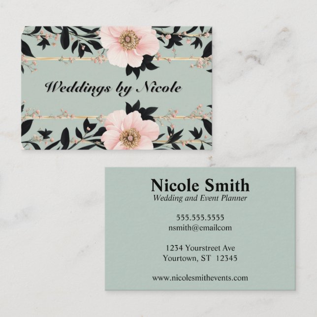 Soft Pink Wild Rose Wedding Planner Business Card (Front/Back)