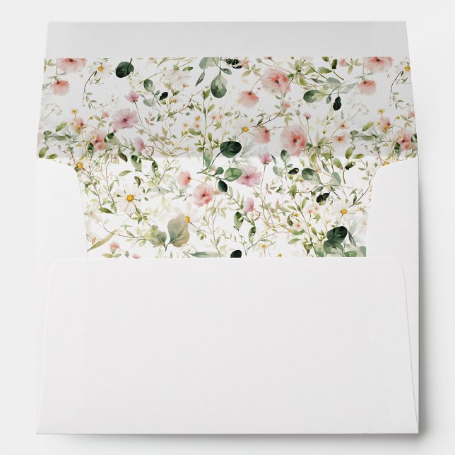 Soft Pink Wildflowers Wedding Envelopes (Creator Uploaded)