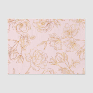 Soft Pink, with Gold Outlined Roses. Tissue Paper