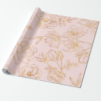 Soft Pink, with Gold Outlined Roses.