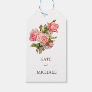 Soft pink with gree Floral Wedding Gift Tag