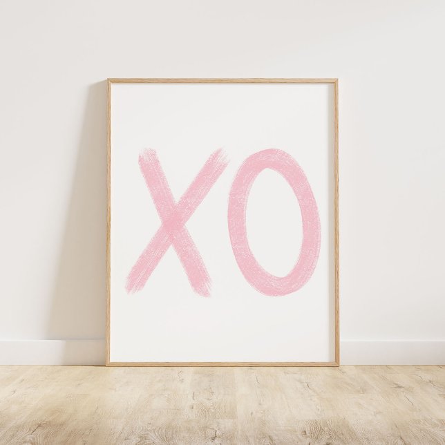 Soft Pink XO Poster (A chalky brush style XO in soft pink, perfect for Valentine's Day decor.)